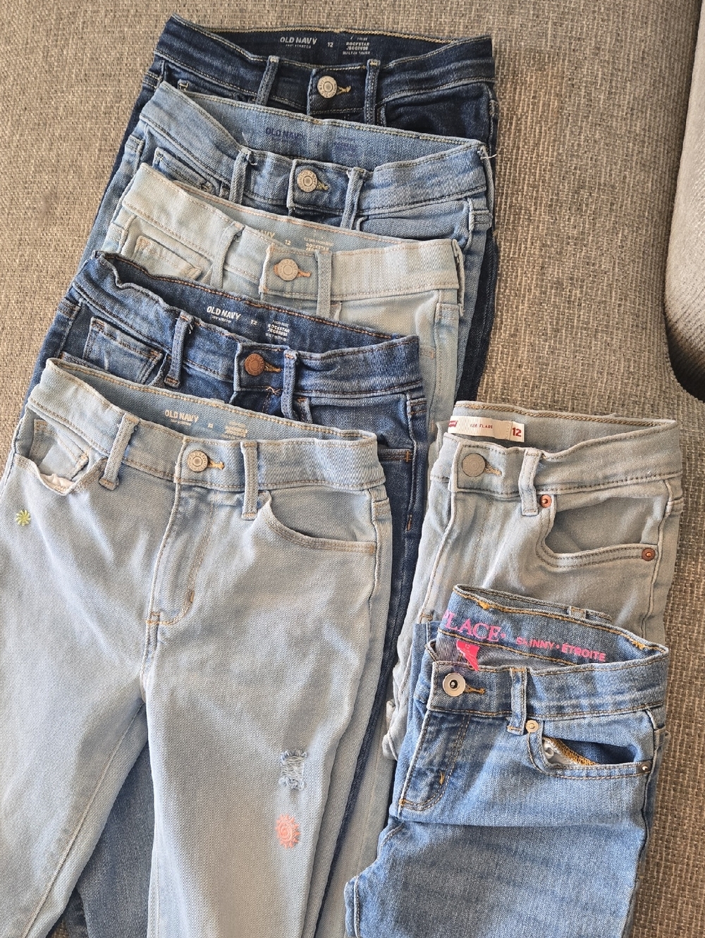 Old Navy Girls Rockstar Jeans Size 12 **bundle** (7 Pairs Total)